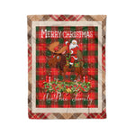 Personalized Gift Plaid Tartan Blanket Clan MacPhee With Moose Lover Xmas Gift Santa Riding Christmas Fleece Blanket