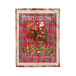 Personalized Gift Plaid Tartan Blanket Clan Moubray With Moose Lover Xmas Gift Santa Riding Christmas Fleece Blanket