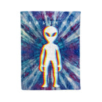 Scotstee Shop - Scotstee Shop Blanket Believe With Me - Funny Alien Groovy Tie Dye Blue Purple & Magenta Hippie Fleece Blanket