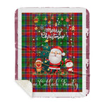 Personalized Gift Tartan Plaid Blanket Clan MacCulloch With Funny Santa Snowman Reindeer Merry Christmas Gift Sherpa Blanket, blue plaid sherpa blanket,blue tartan sherpa blanket,Buchan,buffalo plaid sherpa blanket,christmas sherpa blanket,Christmas Throw Blanket