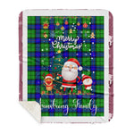 Personalized Gift Tartan Plaid Blanket Clan Armstrong With Funny Santa Snowman Reindeer Merry Christmas Gift Sherpa Blanket, blue plaid sherpa blanket,blue tartan sherpa blanket,Buchan,buffalo plaid sherpa blanket,christmas sherpa blanket,Christmas Throw Blanket