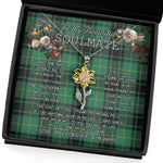 To My Beautiful Soulmate Sunflower Necklace In Your Eyes I Have Found My Home Clan MacArthur Ancient Tartan Jewelry For Girlfriend, Tartan Sunflower Pendant Necklace, Scottish Tartan Jewelry, valentine necklace, necklace girlfriend, necklace for wife, cute necklaces for girlfriend, jewelry for girlfriend, to my soulmate necklace, to my future wife necklace