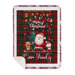 Personalized Gift Tartan Plaid Blanket Clan Carr With Funny Santa Snowman Reindeer Merry Christmas Gift Sherpa Blanket, blue plaid sherpa blanket,blue tartan sherpa blanket,Buchan,buffalo plaid sherpa blanket,christmas sherpa blanket,Christmas Throw Blanket
