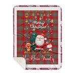 Personalized Gift Tartan Plaid Blanket Clan MacBain With Funny Santa Snowman Reindeer Merry Christmas Gift Sherpa Blanket, blue plaid sherpa blanket,blue tartan sherpa blanket,Buchan,buffalo plaid sherpa blanket,christmas sherpa blanket,Christmas Throw Blanket