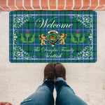 Doormat - Welcome Mat Scottish Clan Douglas Ancient Tartan Door Mat, Plaid Doormat With Thistle and Two Lion Scottish