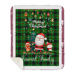 Personalized Gift Tartan Plaid Blanket Clan Kincaid With Funny Santa Snowman Reindeer Merry Christmas Gift Sherpa Blanket, blue plaid sherpa blanket,blue tartan sherpa blanket,Buchan,buffalo plaid sherpa blanket,christmas sherpa blanket,Christmas Throw Blanket