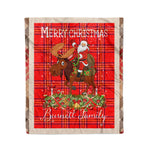 Personalized Gift Plaid Tartan Blanket Clan Buurnett Modern With Moose Lover Xmas Gift Santa Riding Christmas Fleece Blanket