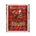 Personalized Gift Plaid Tartan Blanket Clan MacColl With Moose Lover Xmas Gift Santa Riding Christmas Fleece Blanket