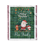 Personalized Gift Tartan Plaid Blanket Clan Ross Hunting Ancient With Funny Santa Snowman Reindeer Merry Christmas Fleece Blanket, Home Living Room, Plaid Blanket, Tartan Blanket, Scottish Blanket, Buffalo fleece blanket, Christmas Blanket