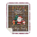 Personalized Gift Tartan Plaid Blanket Clan MacIntyre Weathered With Funny Santa Snowman Reindeer Merry Christmas Gift Sherpa Blanket, blue plaid sherpa blanket,blue tartan sherpa blanket,Buchan,buffalo plaid sherpa blanket,christmas sherpa blanket,Christmas Throw Blanket