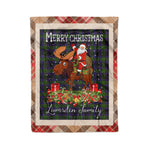 Personalized Gift Plaid Tartan Blanket Clan Lumsden Hunting With Moose Lover Xmas Gift Santa Riding Christmas Fleece Blanket