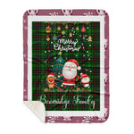 Personalized Gift Tartan Plaid Blanket Clan Beveridge With Funny Santa Snowman Reindeer Merry Christmas Gift Sherpa Blanket, blue plaid sherpa blanket,blue tartan sherpa blanket,Buchan,buffalo plaid sherpa blanket,christmas sherpa blanket,Christmas Throw Blanket