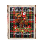 Personalized Gift Plaid Tartan Blanket Clan Stewart Black With Moose Lover Xmas Gift Santa Riding Christmas Fleece Blanket