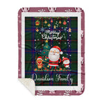 Personalized Gift Tartan Plaid Blanket Clan Davidson With Funny Santa Snowman Reindeer Merry Christmas Gift Sherpa Blanket, blue plaid sherpa blanket,blue tartan sherpa blanket,Buchan,buffalo plaid sherpa blanket,christmas sherpa blanket,Christmas Throw Blanket