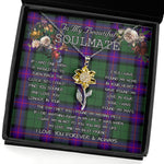 To My Beautiful Soulmate Sunflower Necklace In Your Eyes I Have Found My Home Clan Armstrong Modern Tartan Jewelry For Girlfriend, Tartan Sunflower Pendant Necklace, Scottish Tartan Jewelry, valentine necklace, necklace girlfriend, necklace for wife, cute necklaces for girlfriend, jewelry for girlfriend, to my soulmate necklace, to my future wife necklace