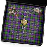 To My Beautiful Soulmate Sunflower Necklace In Your Eyes I Have Found My Home Clan Cameron Tartan Jewelry For Girlfriend, Tartan Sunflower Pendant Necklace, Scottish Tartan Jewelry, valentine necklace, necklace girlfriend, necklace for wife, cute necklaces for girlfriend, jewelry for girlfriend, to my soulmate necklace, to my future wife necklace