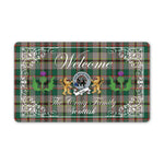 Doormat - Welcome Mat Scottish Clan Badge Craig Ancient Tartan Door Mat, Plaid Doormat With Thistle and Two Lion Scottish
