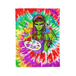 Scotstee Shop - Scotstee Shop Blanket Hippie Alien Girl Psychedelic Painting Artist Tie Dye Rainbow Hippie Fleece Blanket