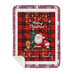 Personalized Gift Tartan Plaid Blanket Clan MacQueen With Funny Santa Snowman Reindeer Merry Christmas Gift Sherpa Blanket, blue plaid sherpa blanket,blue tartan sherpa blanket,Buchan,buffalo plaid sherpa blanket,christmas sherpa blanket,Christmas Throw Blanket