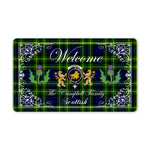 Doormat - Welcome Mat Scottish Clan Campbell Of Breadalbane Modern Tartan Door Mat, Plaid Doormat With Thistle and Two Lion Scottish
