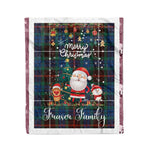Personalized Gift Tartan Plaid Blanket Clan Fraser Hunting Ancient With Funny Santa Snowman Reindeer Merry Christmas Fleece Blanket, Christmas Blanket, Plaid Blanket, Tartan Blanket,Scottish Blanket