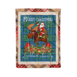 Personalized Gift Plaid Tartan Blanket Clan Lockhart With Moose Lover Xmas Gift Santa Riding Christmas Fleece Blanket