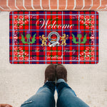 Doormat - Welcome Mat Scottish Clan Badge Cameron Of Lochiel Modern Tartan Door Mat, Plaid Doormat With Thistle and Two Lion Scottish