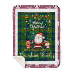 Personalized Gift Tartan Plaid Blanket Clan Cranstoun Hunting With Funny Santa Snowman Reindeer Merry Christmas Gift Sherpa Blanket, blue plaid sherpa blanket,blue tartan sherpa blanket,Buchan,buffalo plaid sherpa blanket,christmas sherpa blanket,Christmas Throw Blanket