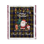 Personalized Gift Tartan Plaid Blanket Clan MacLellan Modern With Funny Santa Snowman Reindeer Merry Christmas Fleece Blanket, Home Living Room, Plaid Blanket, Tartan Blanket, Scottish Blanket, Buffalo fleece blanket, Christmas Blanket