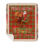Personalized Gift Plaid Tartan Blanket Clan Langlands With Moose Lover Xmas Gift Santa Riding Buffalo Plaid Christmas Sherpa Blanket