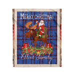 Personalized Gift Plaid Tartan Blanket Clan Elliot With Moose Lover Xmas Gift Santa Riding Christmas Fleece Blanket
