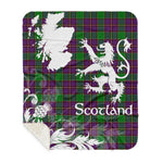 Scotstee Shop - Tartan Blanket Thistle and Lion Scottish Clan Logan Plaid Blanket - Sherpa Blanket