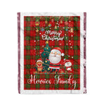 Personalized Gift Tartan Plaid Blanket Clan Herries With Funny Santa Snowman Reindeer Merry Christmas Fleece Blanket, Christmas Blanket, Plaid Blanket, Tartan Blanket,Scottish Blanket