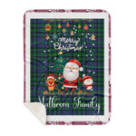 Personalized Gift Tartan Plaid Blanket Clan Matheson Hunting With Funny Santa Snowman Reindeer Merry Christmas Gift Sherpa Blanket, blue plaid sherpa blanket,blue tartan sherpa blanket,Buchan,buffalo plaid sherpa blanket,christmas sherpa blanket,Christmas Throw Blanket