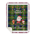Personalized Gift Tartan Plaid Blanket Clan Reid With Funny Santa Snowman Reindeer Merry Christmas Gift Sherpa Blanket, blue plaid sherpa blanket,blue tartan sherpa blanket,Buchan,buffalo plaid sherpa blanket,christmas sherpa blanket,Christmas Throw Blanket