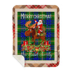 Personalized Gift Plaid Tartan Blanket Clan MaiTland With Moose Lover Xmas Gift Santa Riding Plaid Christmas Sherpa Blanket