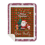 Personalized Gift Tartan Plaid Blanket Clan Bruce Modern With Funny Santa Snowman Reindeer Merry Christmas Gift Sherpa Blanket, blue plaid sherpa blanket,blue tartan sherpa blanket,Buchan,buffalo plaid sherpa blanket,christmas sherpa blanket,Christmas Throw Blanket