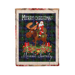 Personalized Gift Plaid Tartan Blanket Clan Mowat With Moose Lover Xmas Gift Santa Riding Christmas Fleece Blanket
