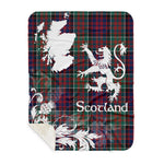 Sherpa Blanket - Tartan Blanket Thistle and Lion Scottish Clan MacDonald Plaid Blanket, plaid sherpa blanket queen,purple sherpa blanket,queen sherpa blanket,queen size sherpa blanket,red sherpa blanket,scottish tartan blankets,sherpa blanket,sherpa christmas blanket