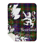 Sherpa Blanket - Tartan Blanket Thistle and Lion Scottish Clan Cameron Of Erracht Modern Plaid Blanket, plaid sherpa blanket queen,purple sherpa blanket,queen sherpa blanket,queen size sherpa blanket,red sherpa blanket,scottish tartan blankets,sherpa blanket,sherpa christmas blanket