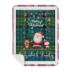 Personalized Gift Tartan Plaid Blanket Clan Kirkpatrick With Funny Santa Snowman Reindeer Merry Christmas Gift Sherpa Blanket, blue plaid sherpa blanket,blue tartan sherpa blanket,Buchan,buffalo plaid sherpa blanket,christmas sherpa blanket,Christmas Throw Blanket