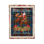 Personalized Gift Plaid Tartan Blanket Clan Fraser Hunting Ancient With Moose Lover Xmas Gift Santa Riding Christmas Fleece Blanket
