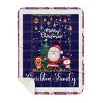 Personalized Gift Tartan Plaid Blanket Clan Crichton With Funny Santa Snowman Reindeer Merry Christmas Gift Sherpa Blanket, blue plaid sherpa blanket,blue tartan sherpa blanket,Buchan,buffalo plaid sherpa blanket,christmas sherpa blanket,Christmas Throw Blanket