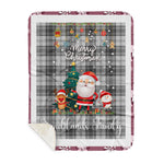 Personalized Gift Tartan Plaid Blanket Clan Sandilands Grey With Funny Santa Snowman Reindeer Merry Christmas Gift Sherpa Blanket, blue plaid sherpa blanket,blue tartan sherpa blanket,Buchan,buffalo plaid sherpa blanket,christmas sherpa blanket,Christmas Throw Blanket