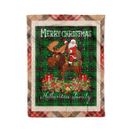 Personalized Gift Plaid Tartan Blanket Clan Halkerston With Moose Lover Xmas Gift Santa Riding Christmas Fleece Blanket