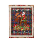 Personalized Gift Plaid Tartan Blanket Clan MacDuff Hunting Modern With Moose Lover Xmas Gift Santa Riding Christmas Fleece Blanket