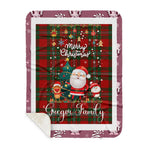 Personalized Gift Tartan Plaid Blanket Clan Gregor With Funny Santa Snowman Reindeer Merry Christmas Gift Sherpa Blanket, blue plaid sherpa blanket,blue tartan sherpa blanket,Buchan,buffalo plaid sherpa blanket,christmas sherpa blanket,Christmas Throw Blanket
