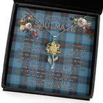 To My Beautiful Soulmate Sunflower Necklace In Your Eyes I Have Found My Home Clan Garden Tartan Jewelry For Girlfriend, Tartan Sunflower Pendant Necklace, Scottish Tartan Jewelry, valentine necklace, necklace girlfriend, necklace for wife, cute necklaces for girlfriend, jewelry for girlfriend, to my soulmate necklace, to my future wife necklace