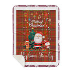 Personalized Gift Tartan Plaid Blanket Clan Hepburn Modern With Funny Santa Snowman Reindeer Merry Christmas Gift Sherpa Blanket, blue plaid sherpa blanket,blue tartan sherpa blanket,Buchan,buffalo plaid sherpa blanket,christmas sherpa blanket,Christmas Throw Blanket