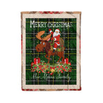 Personalized Gift Plaid Tartan Blanket Clan MacAlpine Modern With Moose Lover Xmas Gift Santa Riding Christmas Fleece Blanket